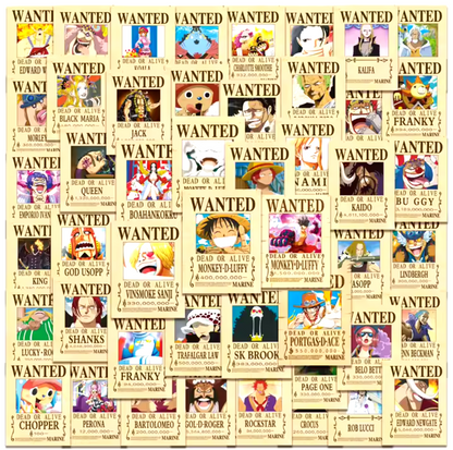 One Piece Set 50pcs Stickers Wanted